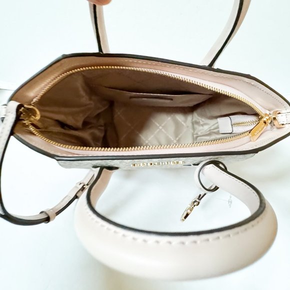 Michael Kors Avril Small Top Zip Satchel Shoulder Crossbody Bag MK Vanilla Pink - Picture 7 of 13